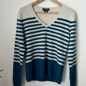 Lord & Taylor Women's 100%
Cashmere Striped Pullover Sweater